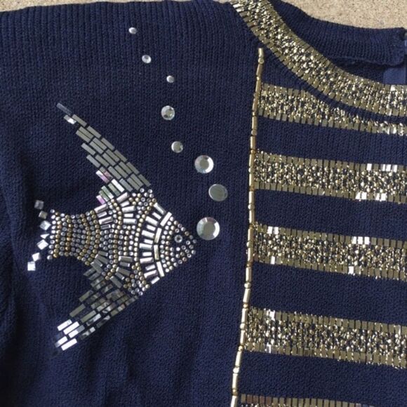 St. John Evening Nautical Embellished Knit Sweater - Picture 4 of 8